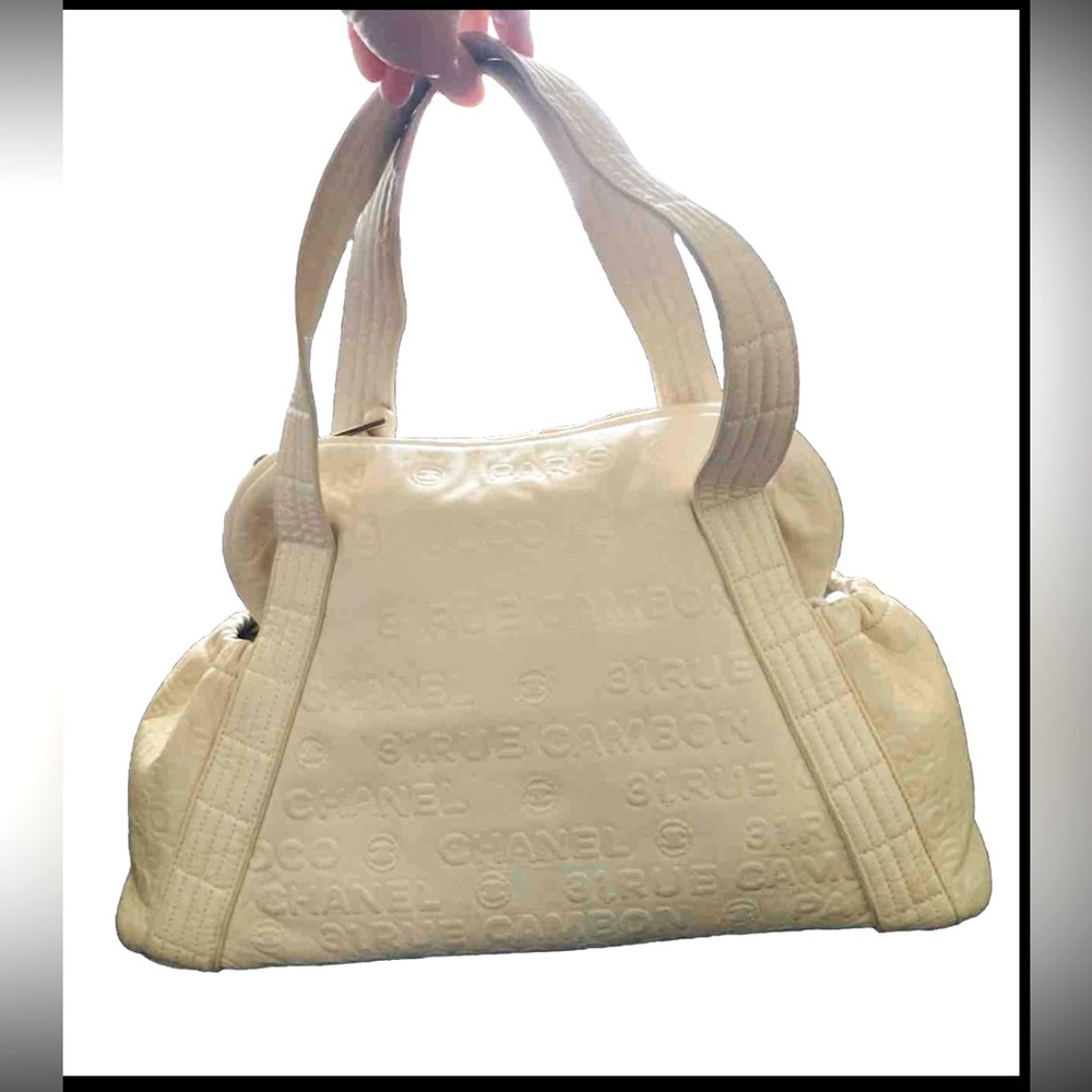 Chanel Ivory Embossed Shoulder Bag